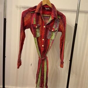 Colorful Striped Button-Up Dress